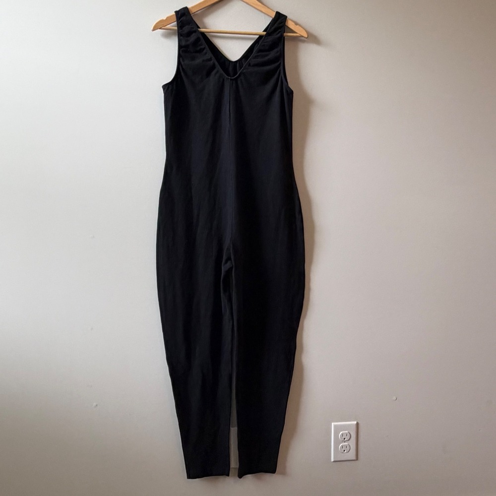 Danskin Plus Womens Black Sleeveless V-Neck Cotton Lycra Jumpsuit 4089 3X USA